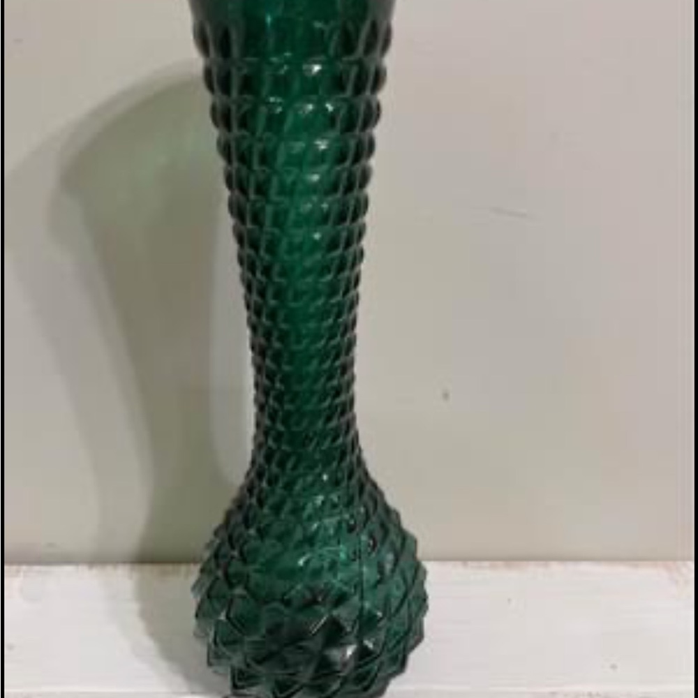 Empoli Italian Glass Vase Diamond Green Vase